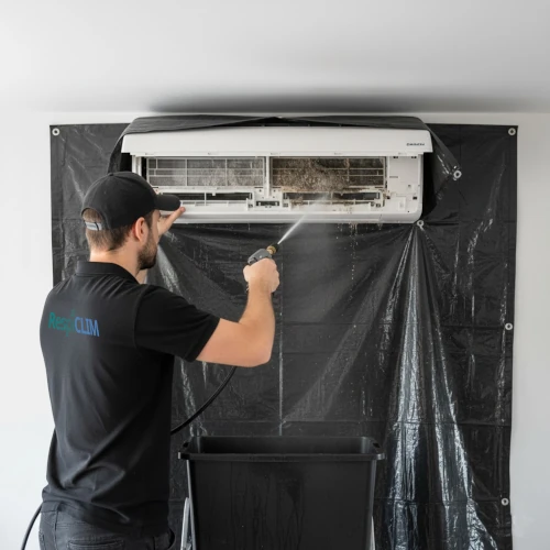 Technicien RespiCLIM en intervention de nettoyage et désinfection de climatisation à Agde, Béziers, Sète, Pézenas et dans tout l'Hérault